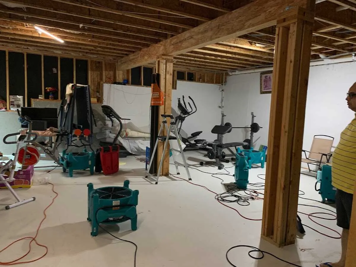 Basement drying equipment setup for Contents Cleaning & Restoration in Taylorsville